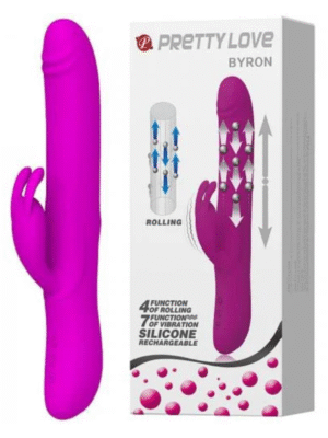Vibrador Vai e Vem Recarregável em Silicone com Estimulador Clitoriano Coelho